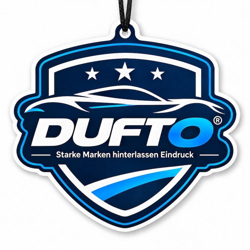 Individuell bedruckter DUFTO Duftanhänger in Konturform mit Logo